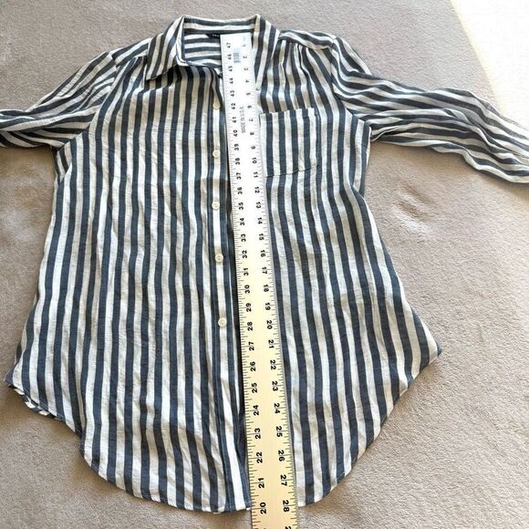 NWOT Zac & Rachel Grey Indigo Striped Button down Shirt - Picture 8 of 11